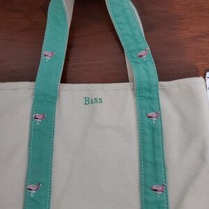 G.H. Bass Canvas Mini Tote Bag Flamingo Teal Small Shoulder Lunch Carryall Prepp